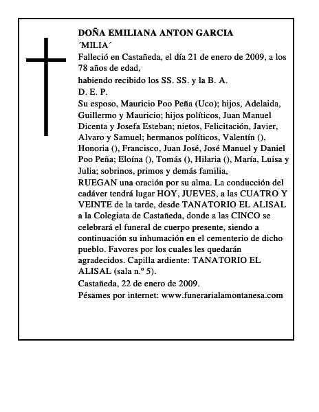 DOÑA EMILIANA ANTON GARCIA