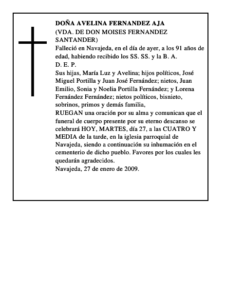 DOÑA AVELINA FERNANDEZ AJA