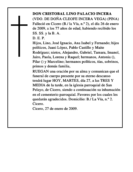 DON CRISTOBAL LINO PALACIO INCERA