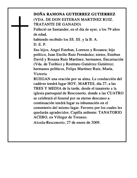 DOÑA RAMONA GUTIERREZ GUTIERREZ