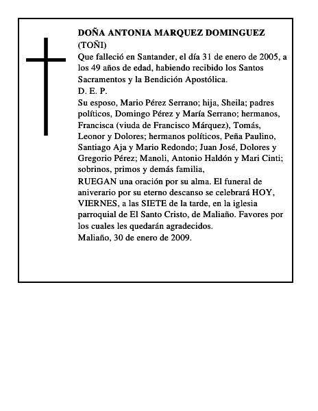 DOÑA ANTONIA MARQUEZ DOMINGUEZ