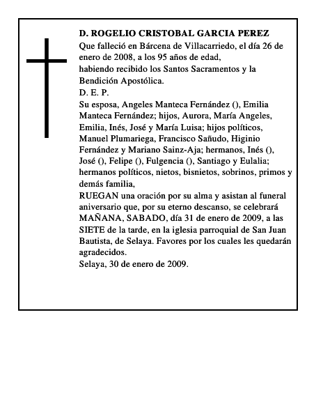 D. ROGELIO CRISTOBAL GARCIA PEREZ