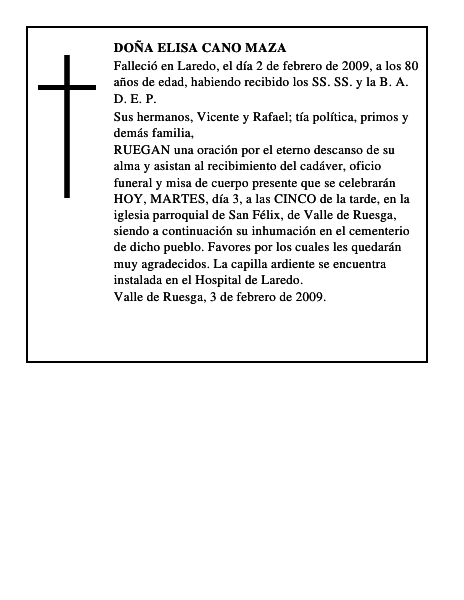 DOÑA ELISA CANO MAZA