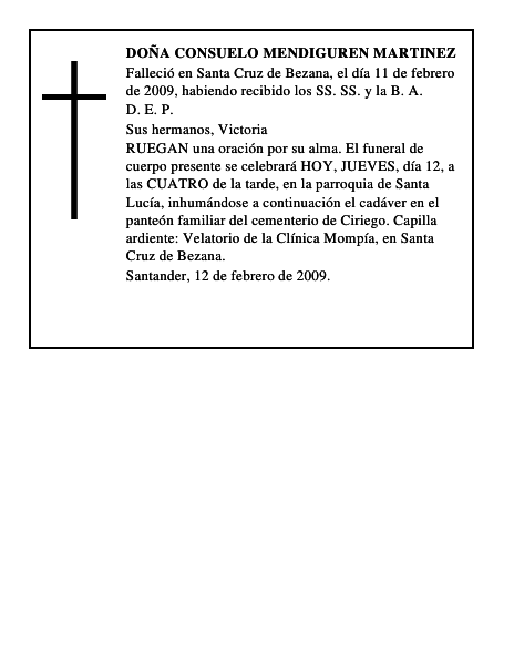 DOÑA CONSUELO MENDIGUREN MARTINEZ