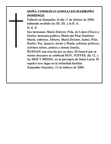 DOÑA CONSUELO GONZALEZ-MADROÑO DOMENGE