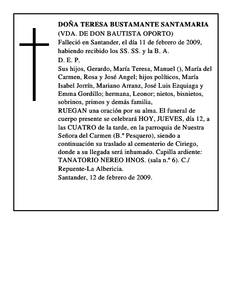 DOÑA TERESA BUSTAMANTE SANTAMARIA