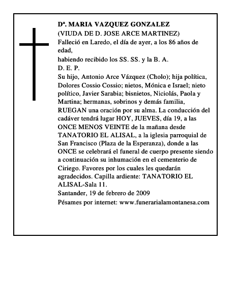 Dª. MARIA VAZQUEZ GONZALEZ