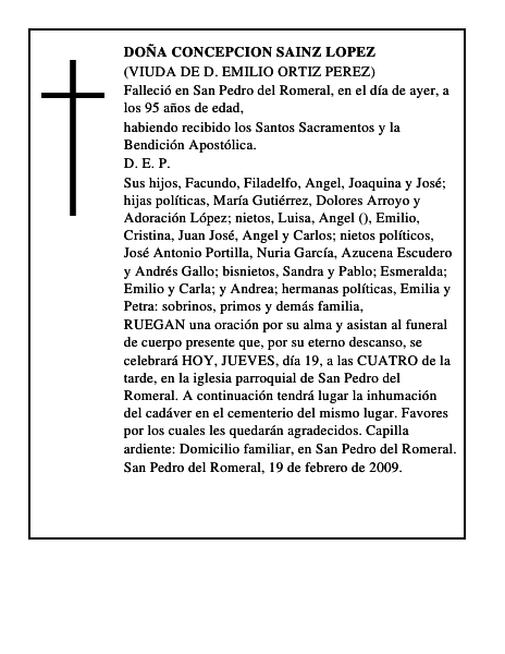 DOÑA CONCEPCION SAINZ LOPEZ