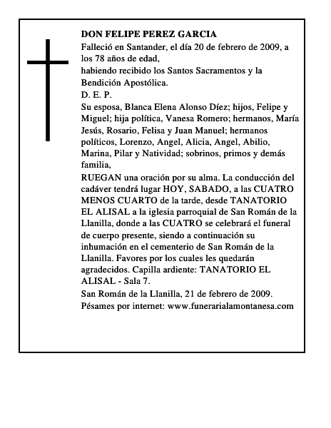 DON FELIPE PEREZ GARCIA