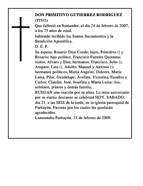 DON PRIMITIVO GUTIERREZ RODRIGUEZ