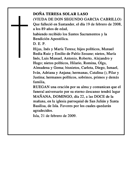 DOÑA TERESA SOLAR LASO