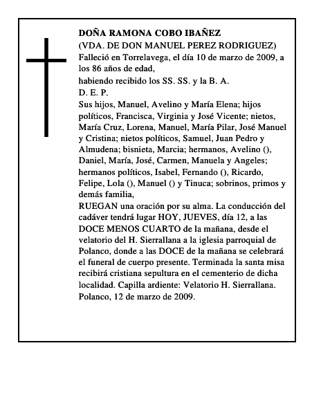 DOÑA RAMONA COBO IBAÑEZ