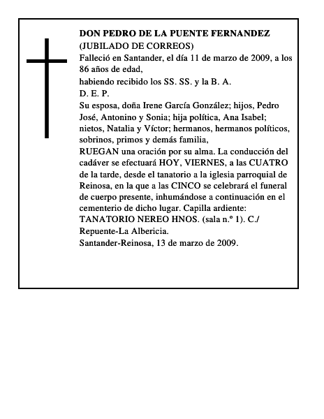 DON PEDRO DE LA PUENTE FERNANDEZ