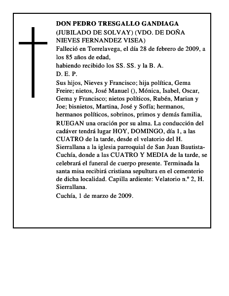 DON PEDRO TRESGALLO GANDIAGA