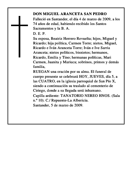 DON MIGUEL ARANCETA SAN PEDRO