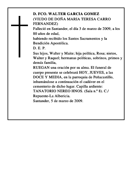 D. FCO. WALTER GARCIA GOMEZ