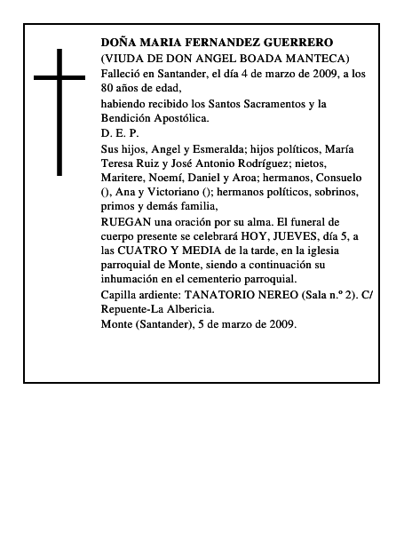 DOÑA MARIA FERNANDEZ GUERRERO