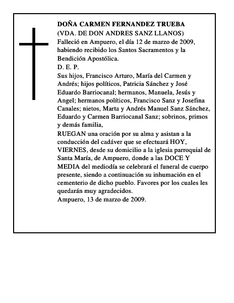 DOÑA CARMEN FERNANDEZ TRUEBA