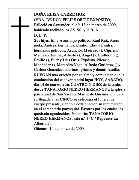 DOÑA ELISA CARRE HOZ