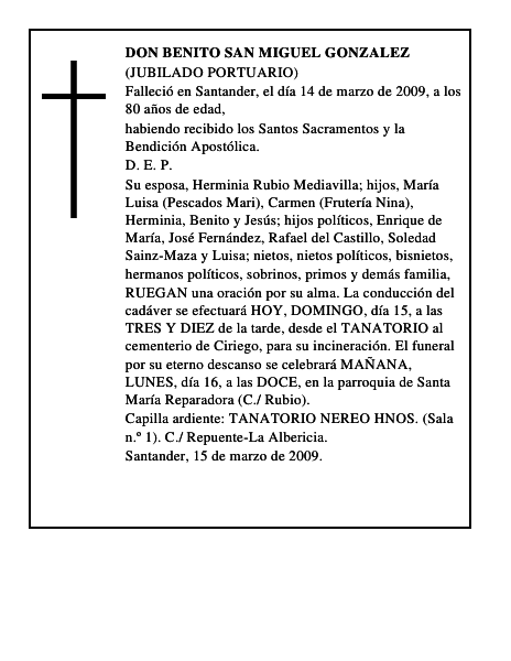 DON BENITO SAN MIGUEL GONZALEZ