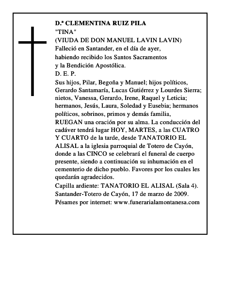 D.ª CLEMENTINA RUIZ PILA