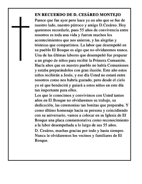 En recuerdo de D. Cesáreo Montejo