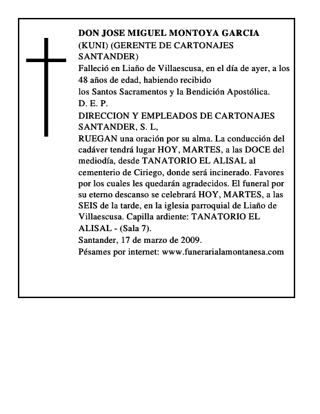 DON JOSE MIGUEL MONTOYA GARCIA