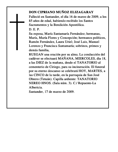 DON CIPRIANO MUÑOZ ELIZAGARAY