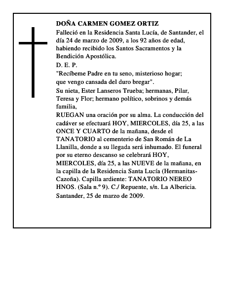 DOÑA CARMEN GOMEZ ORTIZ