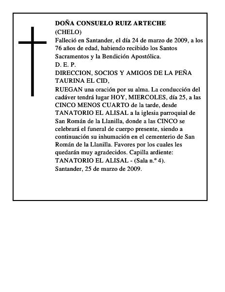 DOÑA CONSUELO RUIZ ARTECHE