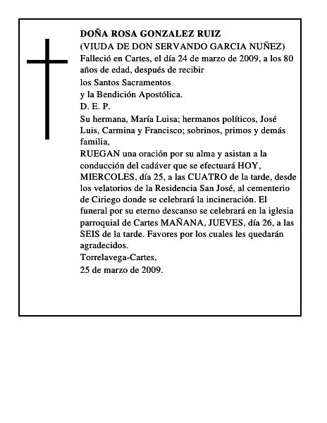 DOÑA ROSA GONZALEZ RUIZ