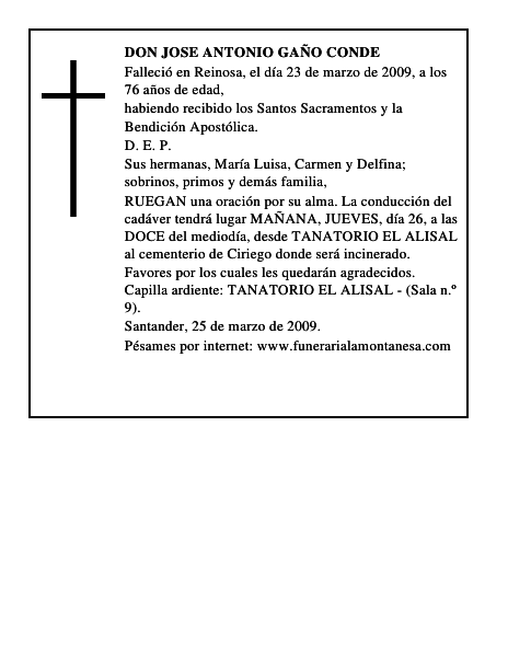 DON JOSE ANTONIO GAÑO CONDE