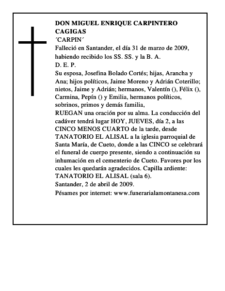 DON MIGUEL ENRIQUE CARPINTERO CAGIGAS