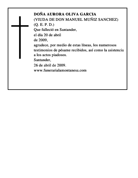 DOÑA AURORA OLIVA GARCIA