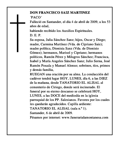 DON FRANCISCO SAIZ MARTINEZ