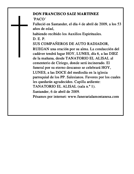 DON FRANCISCO SAIZ MARTINEZ