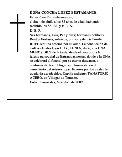 DOÑA CONCHA LOPEZ BUSTAMANTE