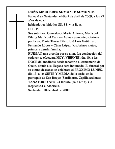 DOÑA MERCEDES SOMONTE SOMONTE