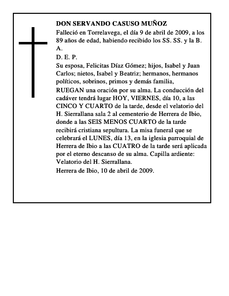 DON SERVANDO CASUSO MUÑOZ