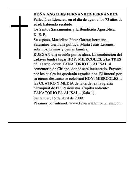 DOÑA ANGELES FERNANDEZ FERNANDEZ