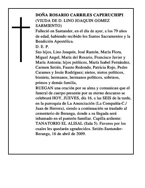DOÑA ROSARIO CARRILES CAPERUCHIPI