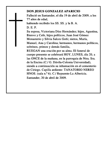 DON JESUS GONZALEZ APARICIO