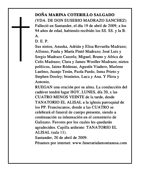 DOÑA MARINA COTERILLO SALGADO