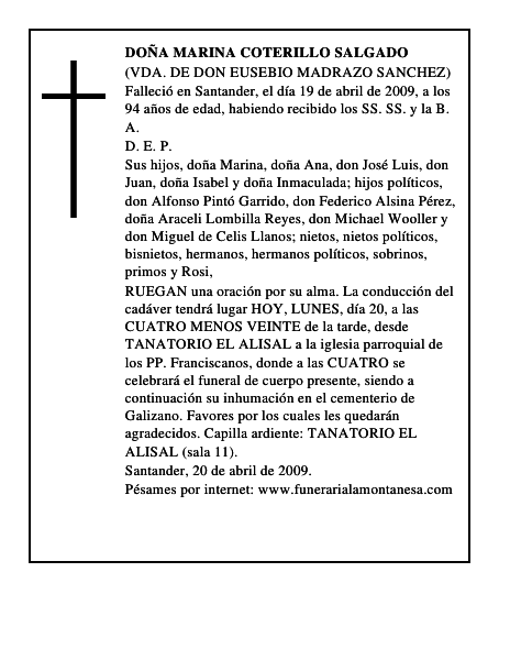DOÑA MARINA COTERILLO SALGADO