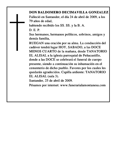 DON BALDOMERO DECIMAVILLA GONZALEZ