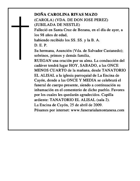 DOÑA CAROLINA RIVAS MAZO