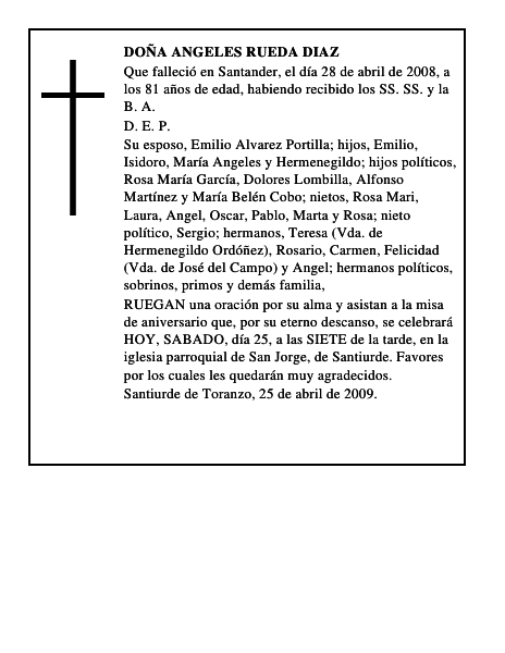 DOÑA ANGELES RUEDA DIAZ
