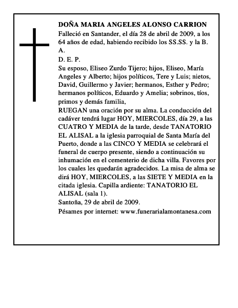 DOÑA MARIA ANGELES ALONSO CARRION