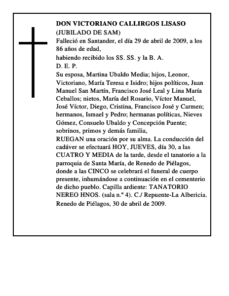 DON VICTORIANO CALLIRGOS LISASO