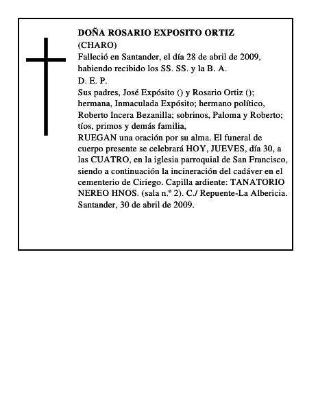 DOÑA ROSARIO EXPOSITO ORTIZ